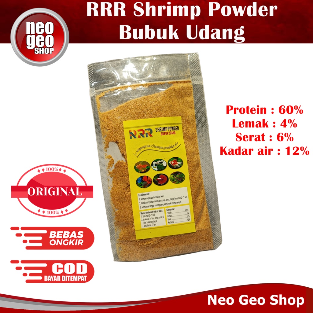 RRR SHRIMP POWDER BUBUK UDANG Serbuk Makanan Pakan Burayak Anak Ikan Hias