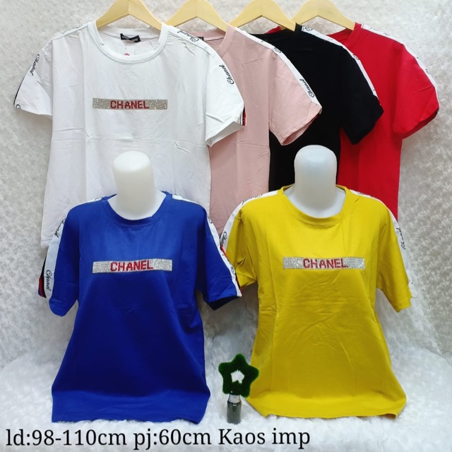 Kaos wanita / kaos wanita import / atasan chanel list blink / size allsize