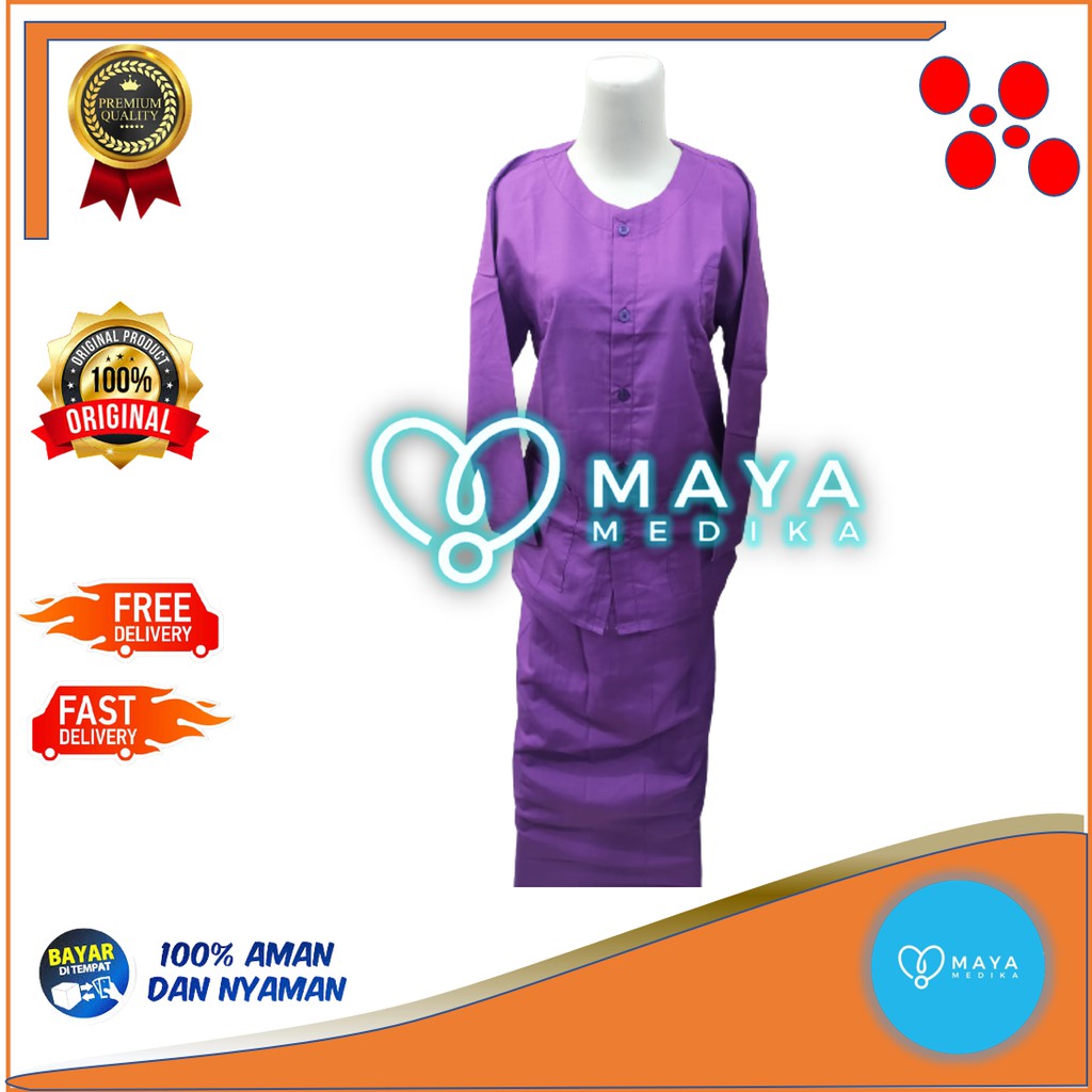 Baju OK / Ungu Terong / Lengan Panjang / Baju Kancing / Rok