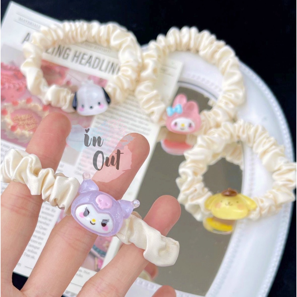 Ikat Rambut Sanrio Hellokitty Bear Rabbit Pig Melody Purin Cinamoroll Pochacco Kuromi Wanita Anak anak / Woman Hair band / Ikat rambut wanita Scrunchie Sanrio ACC46