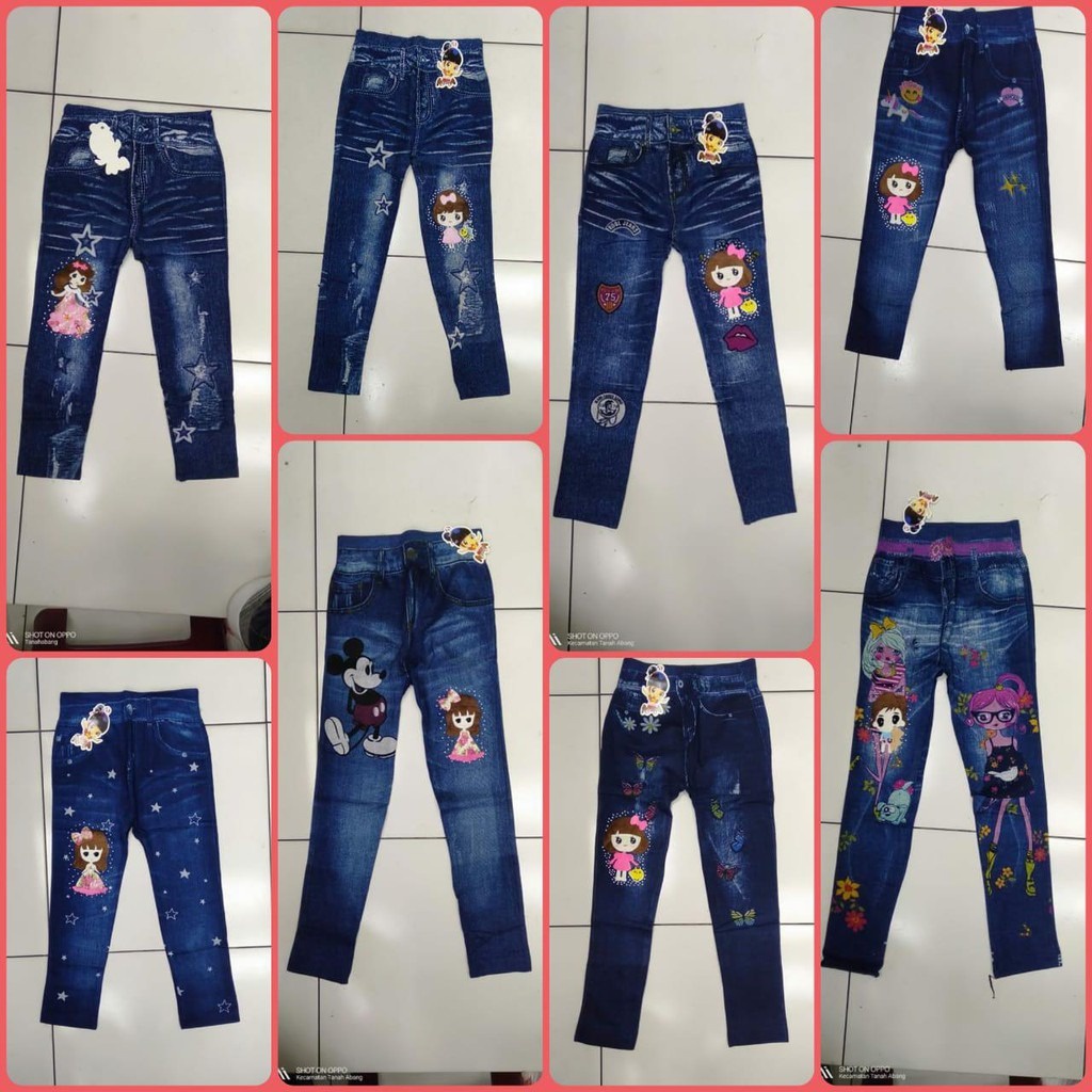 Legging Import Anak-anak Motif/ Legging Jeans/ Leging anak usia 5 sampai 10 tahun