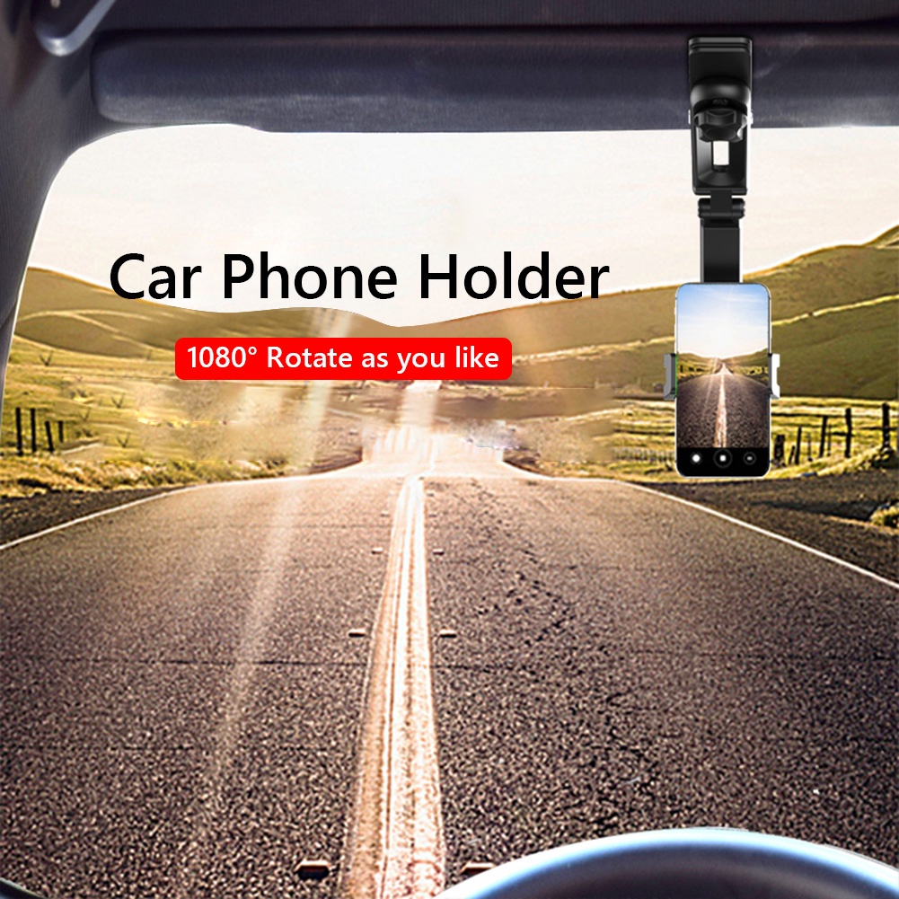 Bracket Klip Stand Holder Handphone Universal Rotasi 360 ° Untuk Sun Visor / Dashboard Mobil