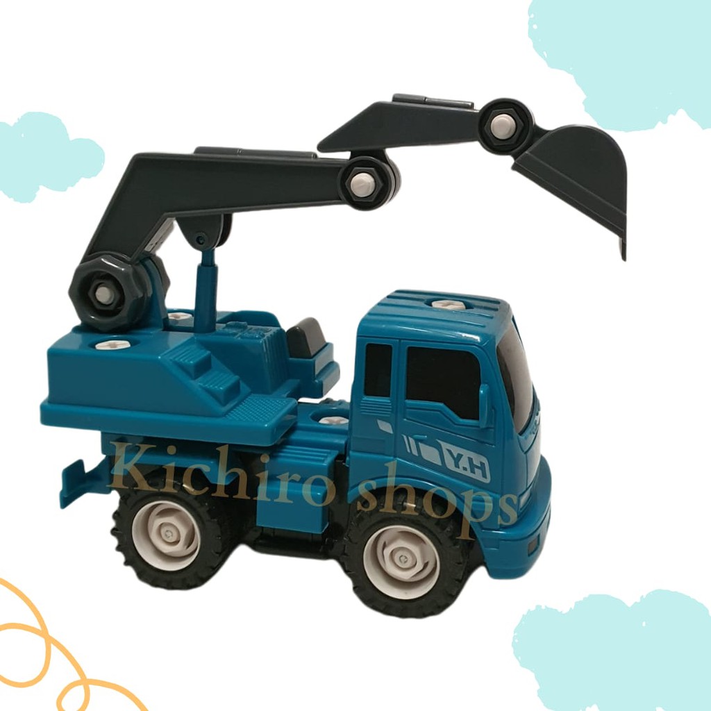 Mainan Anak DIY Truck Assembling Truk Excavator Bongkar Pasang - Kichiro Shops