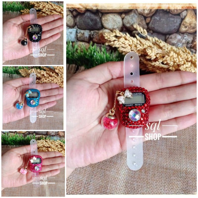 SQL SHOP Tasbih digital juntai bola kaca bling bling | Alat hitung dzikir digital