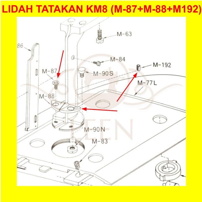 Lidah Tatakan KM 6 8 10 12 Mesin Potong Plat Penahan M87 M88 M192 LEEN