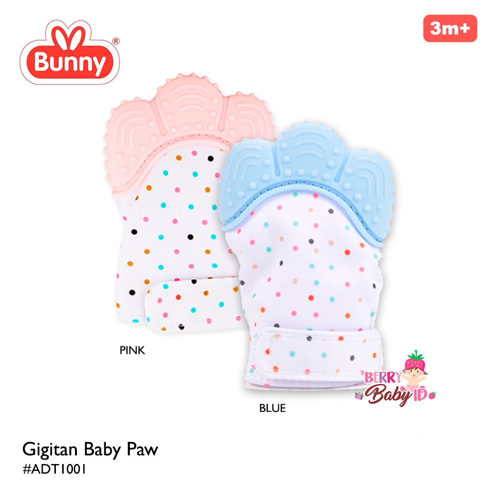 Lusty Bunny Mainan Gigitan Teether Bayi Paw Sarung Tangan Silicone LUS030 Pink Blue Berry Mart