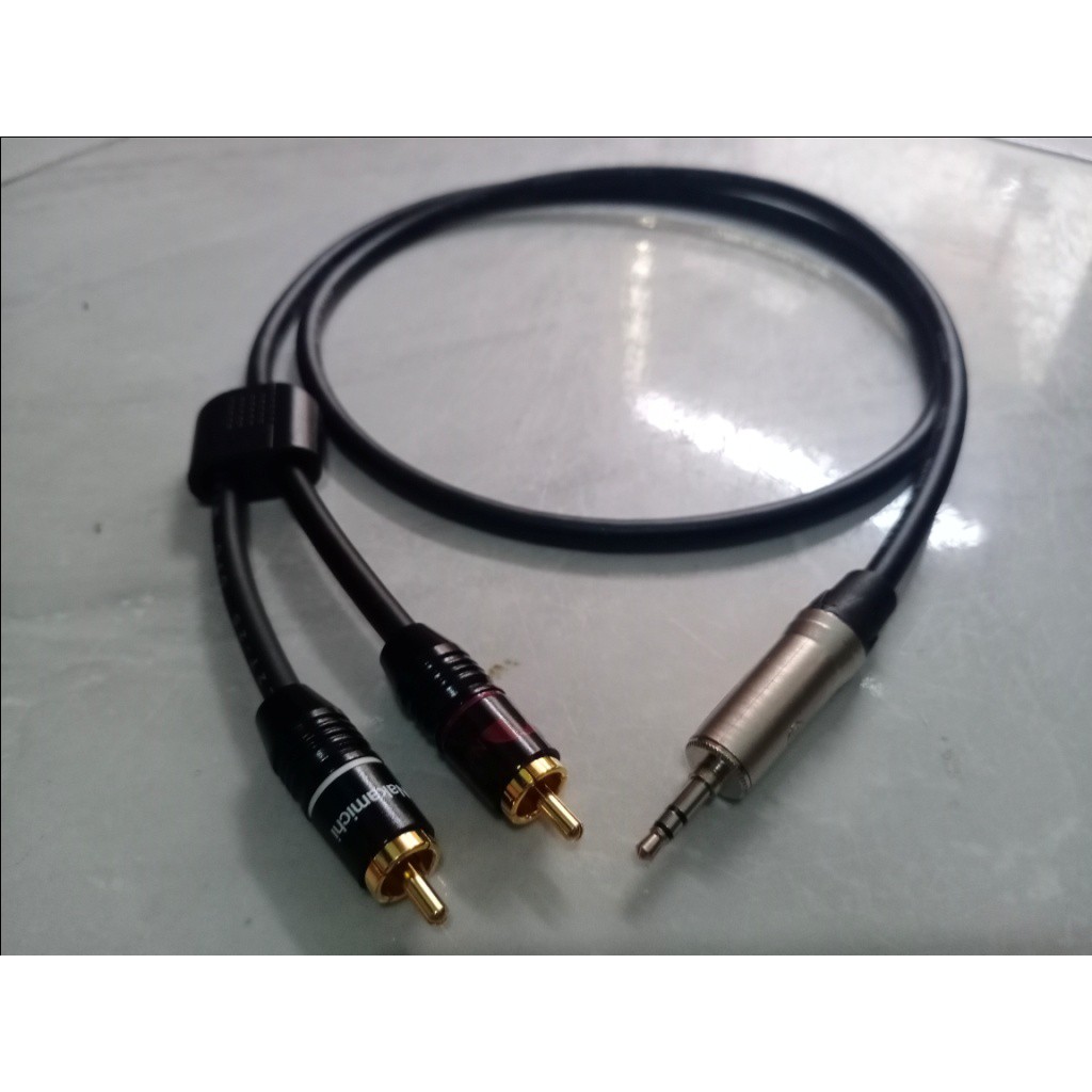 KABEL AUDIO AUX MINI STEREO 3.5MM KE RCA NAKAMICHI MALE CABANG 1-3 MTR