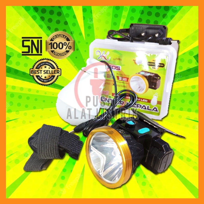 SENTER KEPALA 50 WATT 50W 50WATT 50 W AWET TERANG CAHAYA KUNING / PUTIH + LAMPU BOHLAM