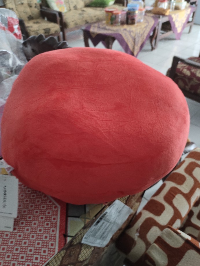 Miniso Cute Spiderman Face Medium Bantal Boneka Bulat Red 36 X 36cm