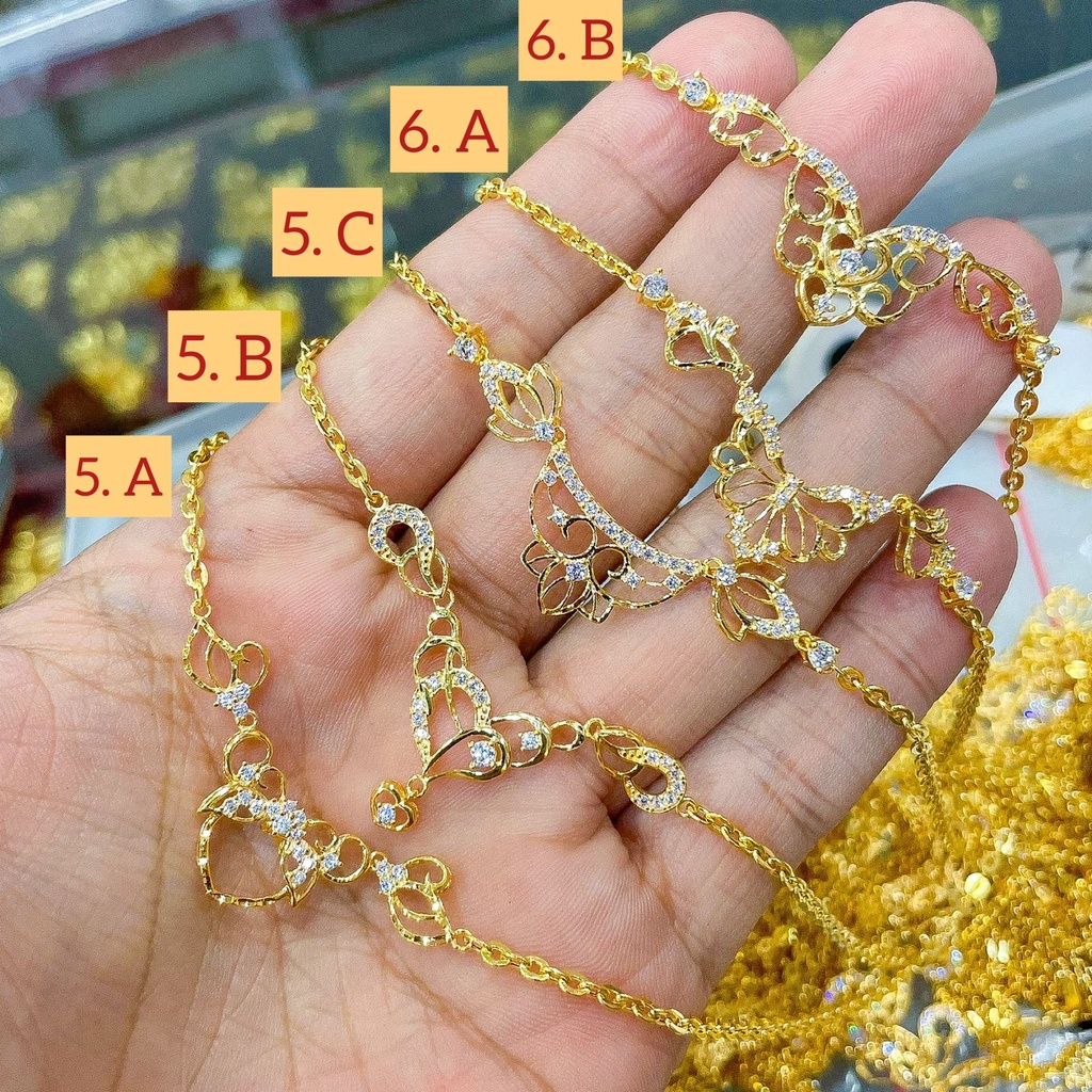 Banyak motif yaa. Kalung set anak dan dewasa emas asli kadar 700 70 16k permata diamond look lebar rantai polo holo love kunci key pita bow doff bunga kupu2 5 gram mas kuning liontin kerawang rumbai panjang tanpa permata