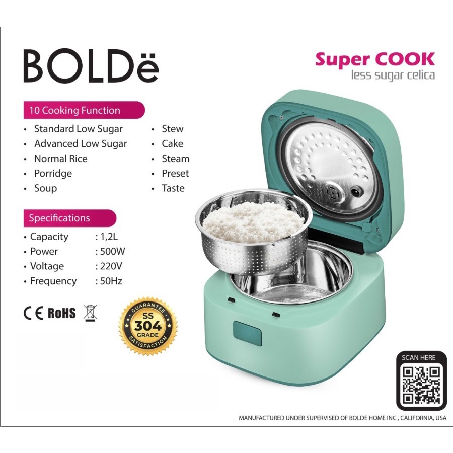 BOLDE Super Cook Less Sugar CELICA/Rice Cooker BOLDE