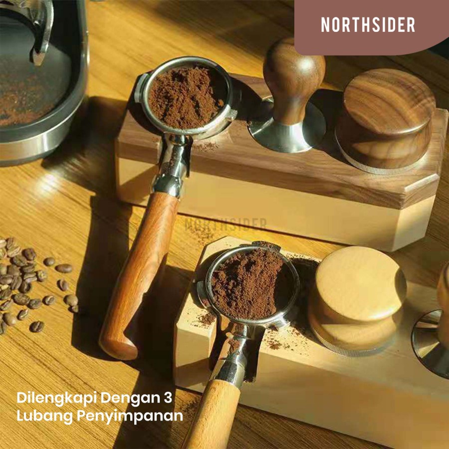 ALAS TAMPER KOPI KAYU PERSEGI | COFFEE PORTAFILTER HOLDER WALNUT LY458