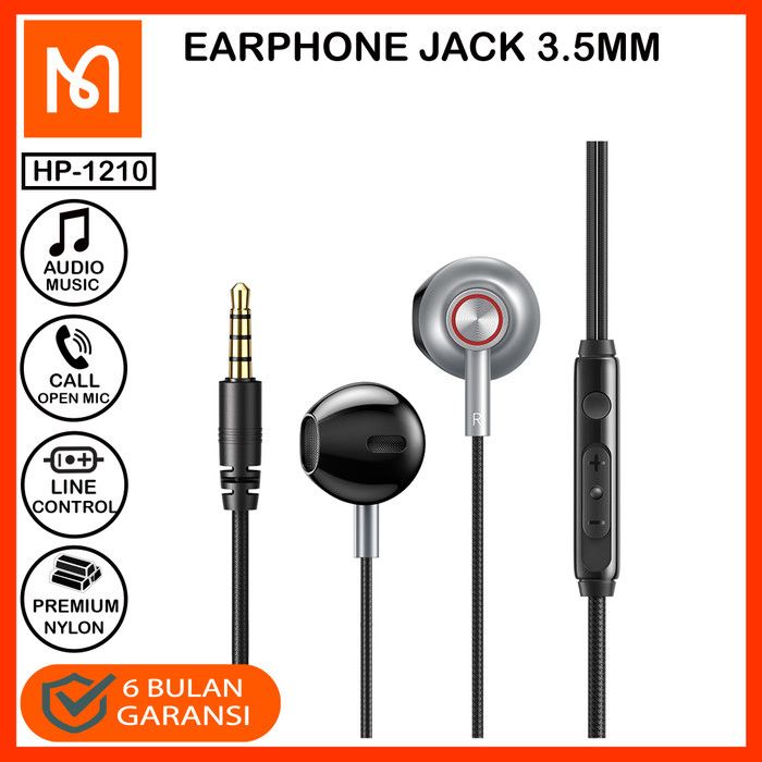 MCDODO HP-1210 Earphone Earbuds  3.5mm Black - with Mic - Garansi Resmi 6 Bulan