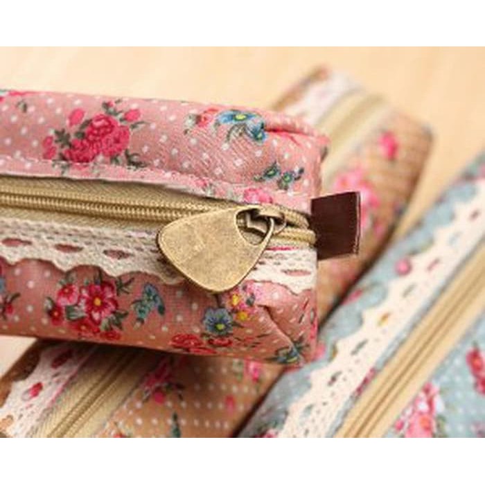 

Kotak Pensil Kain Retro Floral Korean Pencil Pouch Bag Limited