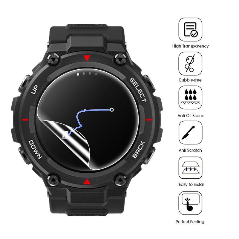 Film Pelindung Layar Bahan TPU Hydrogel Untuk Smartwatch Huami Amazfit T-Rex / Amazfit T Rex