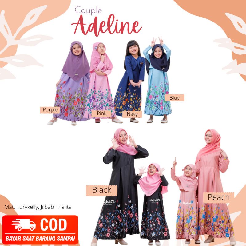 LABEBAH SARIMBIT GAMIS COUPLE ANAK REMAJA DAN IBU DRESS MUSLIM LEBARAN BAHAN TORRYKELLY MOTIF BUNGA 