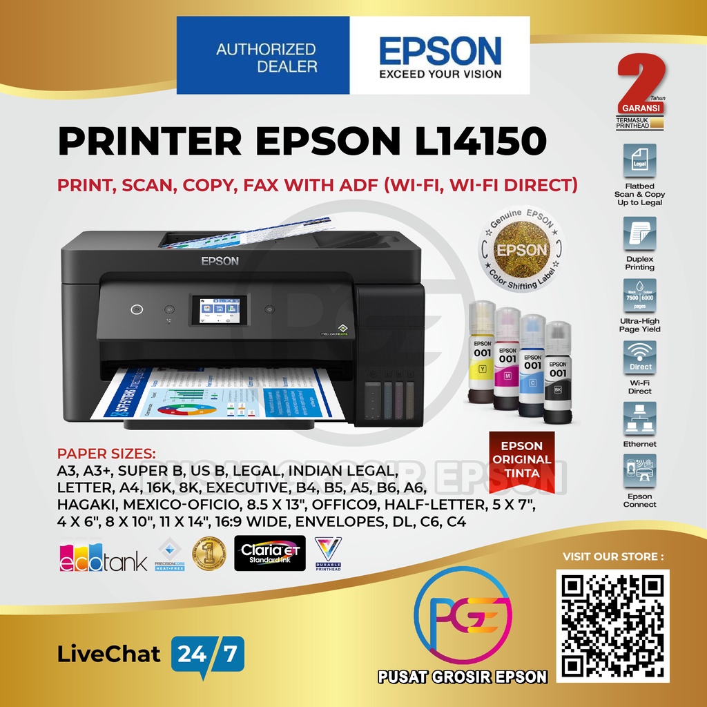 Printer Epson L14150 All In One - A3 Wifi Duplex Ink Tank EcoTank PSC
