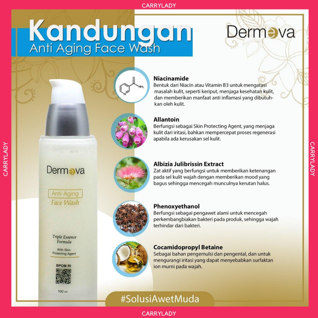 DERMEVA ANTI AGING FACIAL WASH &amp; CREAM DIJAMIN 100% ORIGINAL - DISTRIBUTOR RESMI