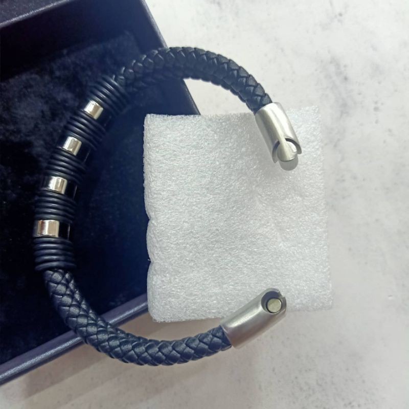 Gelang Tangan Montblanc Black Silver Gelang Tangan Pria Premium Impor