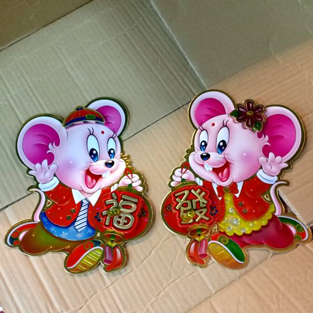 Stiker tikus  imlek  lampion tempelan pintu imlek  