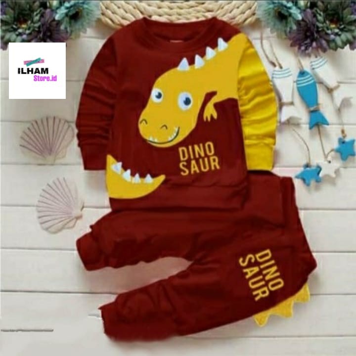 Baju Stelan Treaning Anak Laki - Laki / Setelan Sweater Anak Dino 0 - 10 Tahun