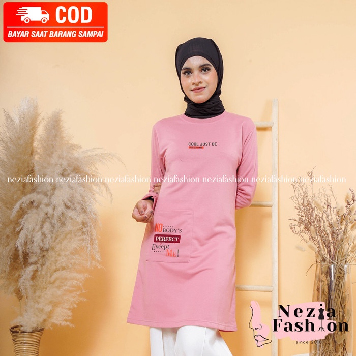 Tunik KAOS WANITA BABYTERRY PREMIUM M Pink V6A7 Atasan Wanita Fashion Muslim Terbaru 2022 Termurah N