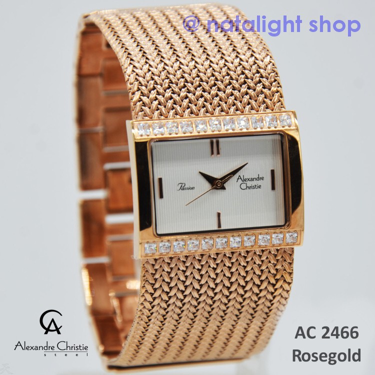 Jam Tangan Wanita Alexandre Christie 2466 Original Rantai Pasir Mewah
