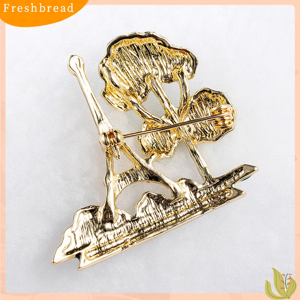 [ TERLARIS]Ladies Eiffel Tower Tree Design Rhinestone Decor Brooch Pin Fashion Jewelry Gift