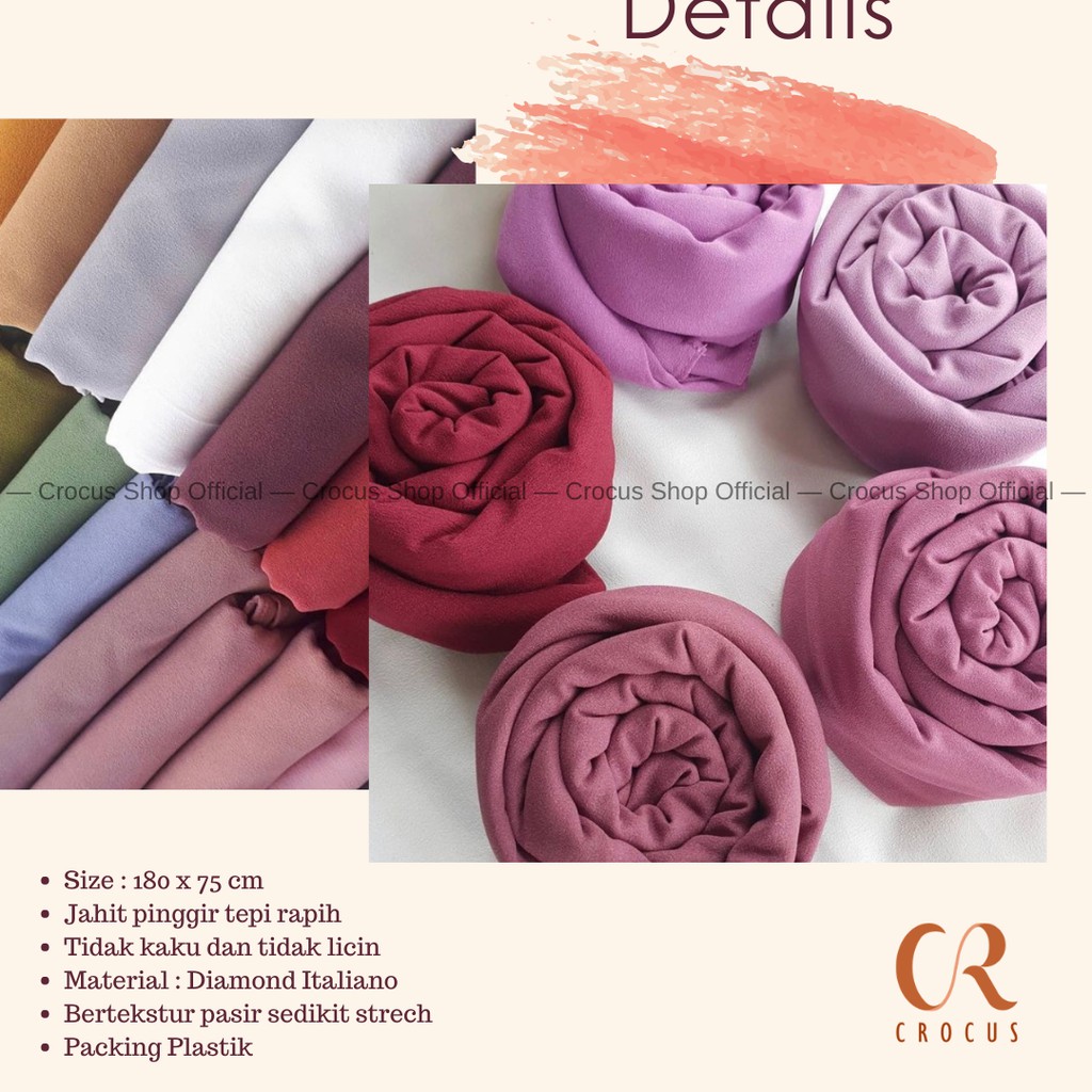 [ 𝐂𝐫𝐨𝐜𝐮𝐬 ] (180*75 cm) Pashmina Tali Picot Diamond Italiano / Crochet Renda Kerudung Hijab-1