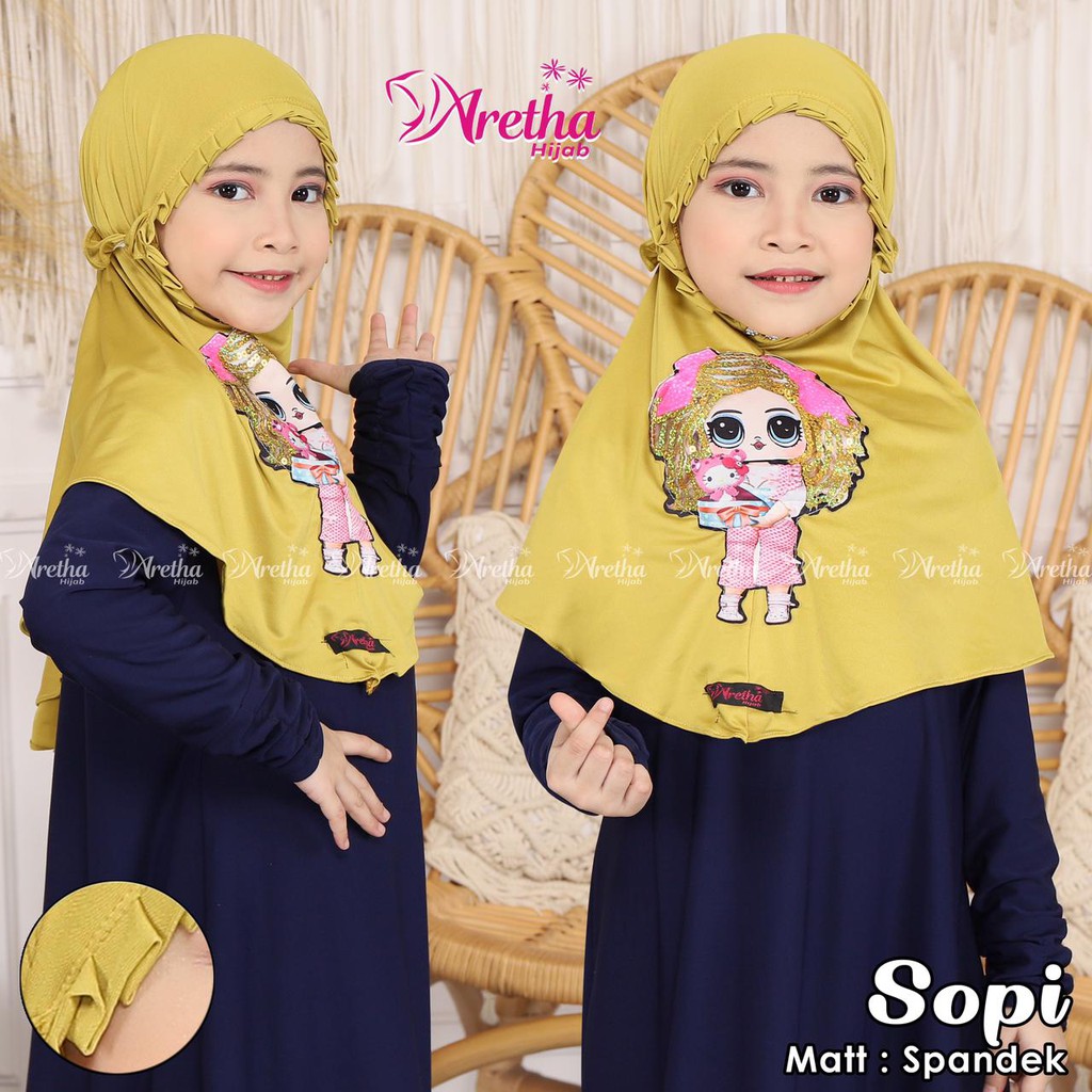 HIJAB ANAK INSTANT SOPI LOL LED ORI ARETHA