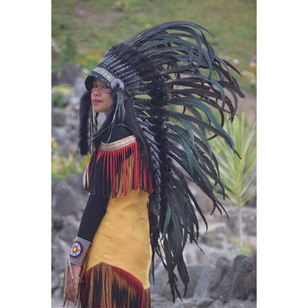 TOPI INDIAN - INDIAN HEADDRESS MEDIUM AYAM BILABONG FULL HITAM