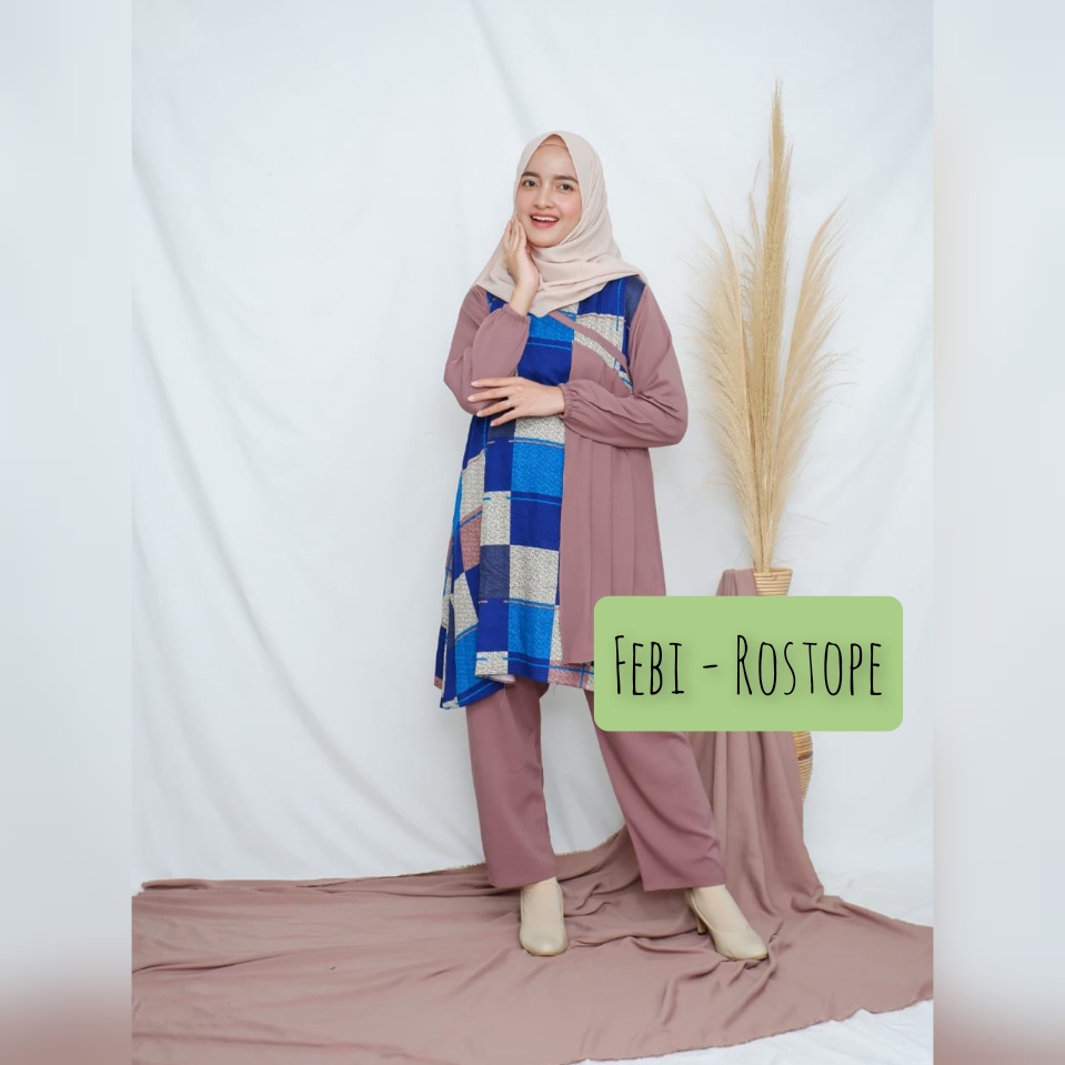 set celana rayon polos febi atasan dan bawahan kombinasi pastel shabby remaja baju pesta wanita terkini