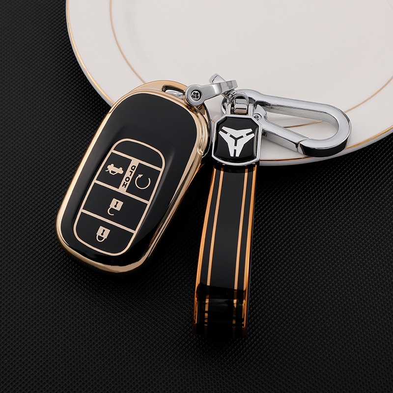Casing Kunci Mobil Bahan TPU Warna Gold Untuk Honda CRV Civic Accord 2021 2022