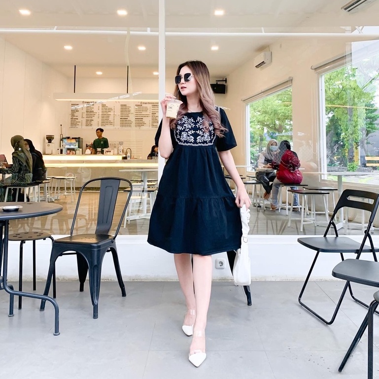 FLORY dan FLORA B&amp;W DENIM DRESS