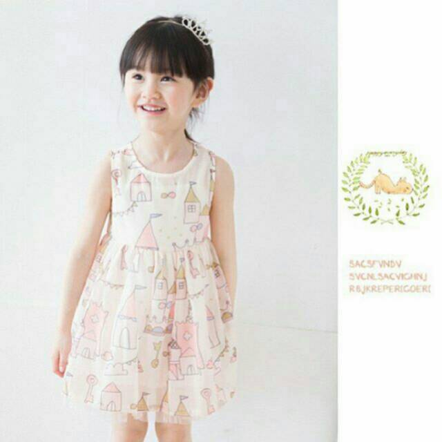 PRINCESSA DRESS PINK / DRES ANAK PRINCESS ULANG TAHUN MOTIF CASTLE TUTU