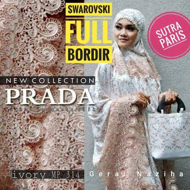 Mukena Dewasa Bordir Sutra Paris Putih Swarovski Renda Keong Kalung Full Bordir Elegan Cantik
