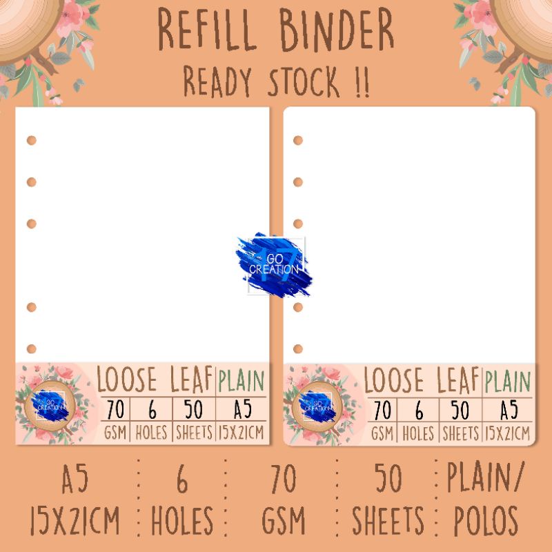 

Isi Binder Polos / Refill Binder Plain A5 (6 Ring)