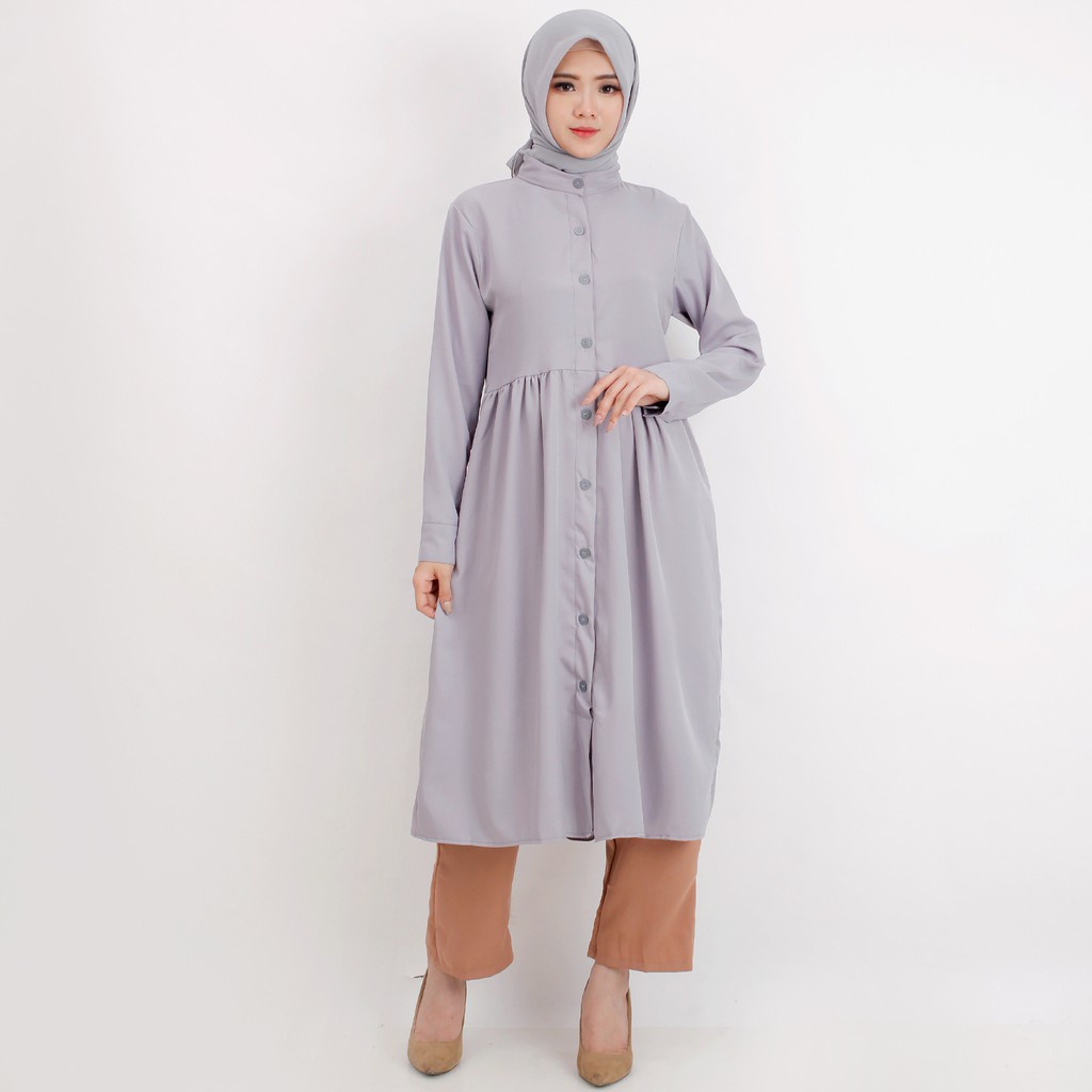 Long Tunik Polos Wanita Tunik Busui Sise L &amp; XL