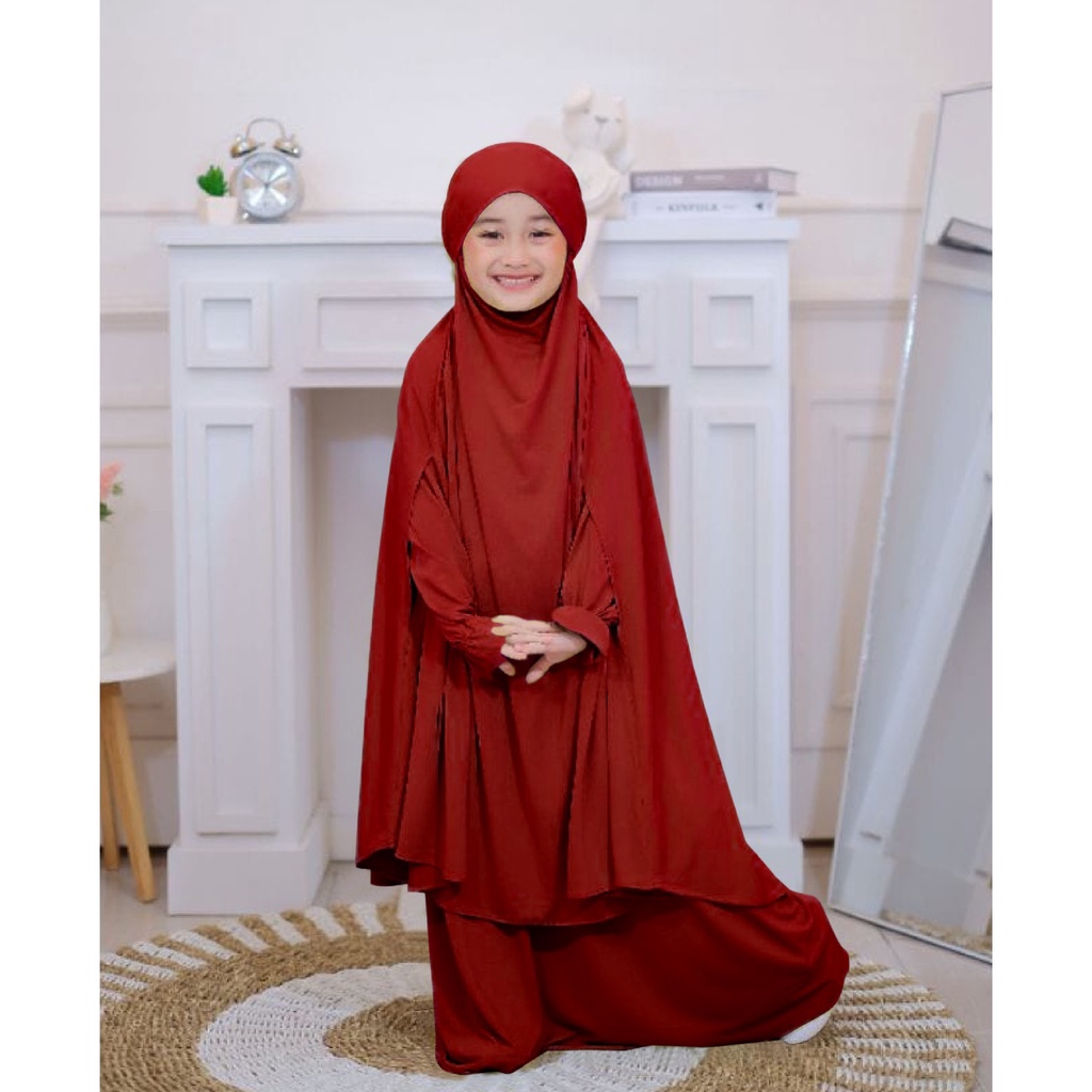 FenishaStore French Khimar Kids Satimah Set / Baju Muslimah Anak / Gamis Anak Sholehah dengan Cadar