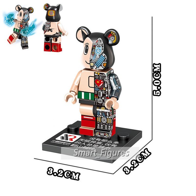 Bearbrick Mainan Balok Bangunan Minifigures Astro Boy Bear Luffy Punk Untuk Koleksihadiah