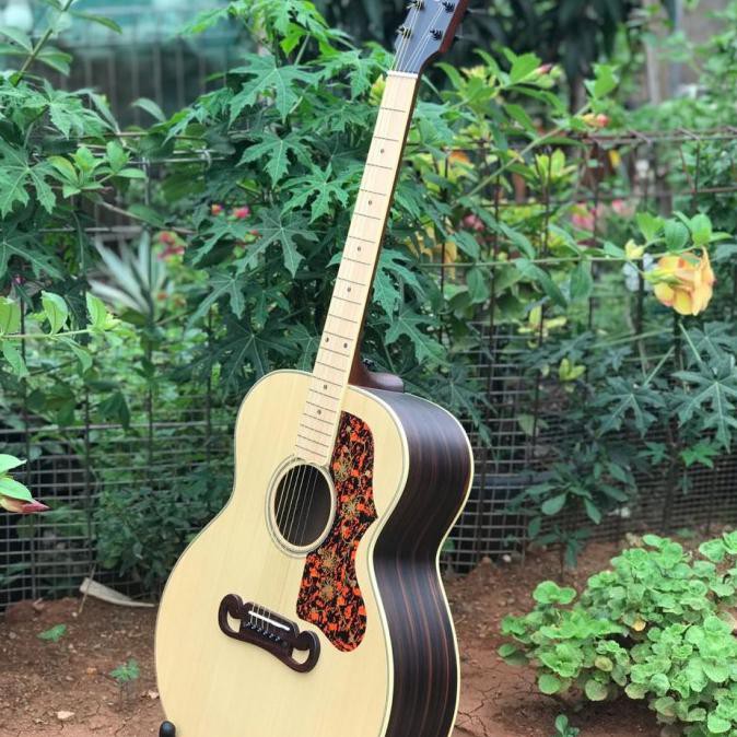 Custom Akustik Gibson J200 Spek Gahar Fretboart Full Maple
