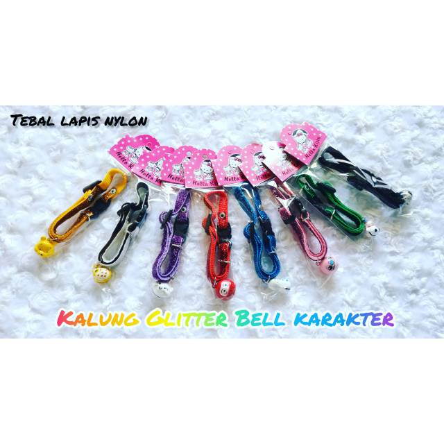 Kalung kucing glitter blink karakter TEBAL