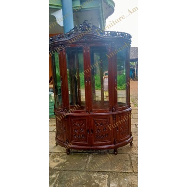 Almari Kaca hias Ukiran Jepara