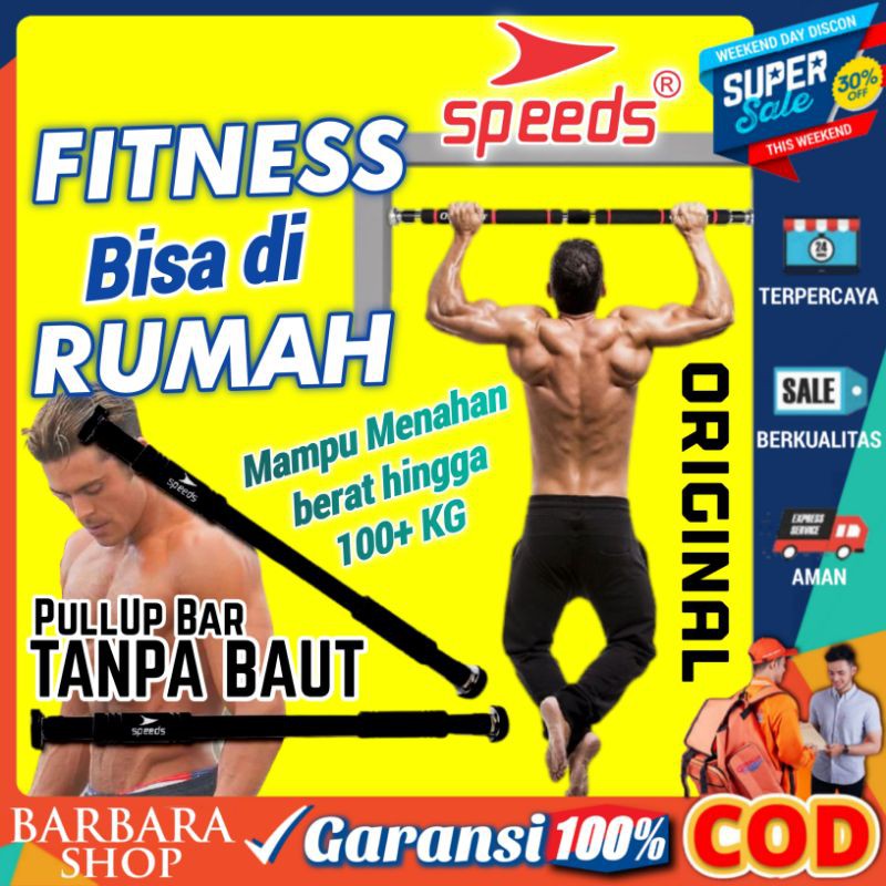 Alat Pull Up Pintu Pull Up Bar Tanpa Baut Alat Olahraga Alat Fitness Fitnes Gym Door Bar Iron Speeds