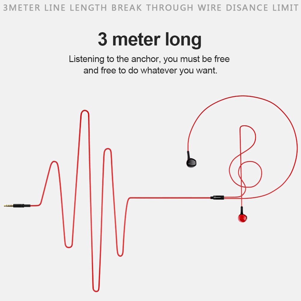 Headset Kabel 3meter Panjang 3.5mm Dengan Mikrofon/Cocok Untuk Siaran Jangkar Rekaman Kartu Suara Live Double Bass Earphone/Universal PC Laptop Stereo Smartphones Subwoofer Headset