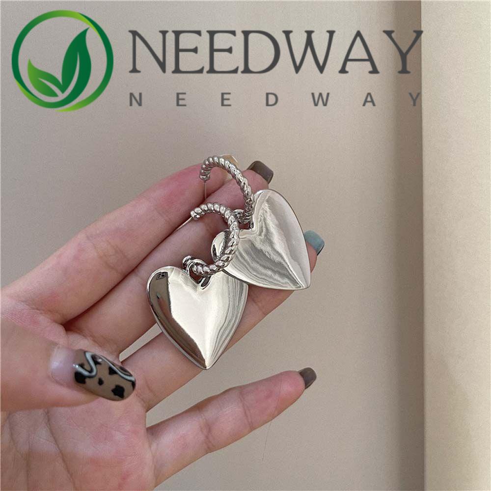 Needway  European and American Dangle Earrings Trend Fashion Jewelry Love Earrings Women Heart-shaped Personality Temperament Two Wear Girls Metal/Multicolor