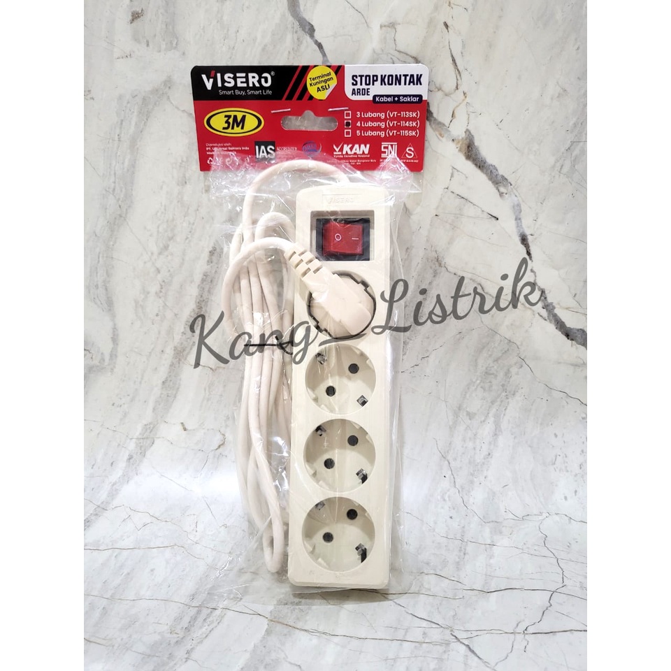 Stop Kontak + Saklar Visero 4Lubang 3Meter
