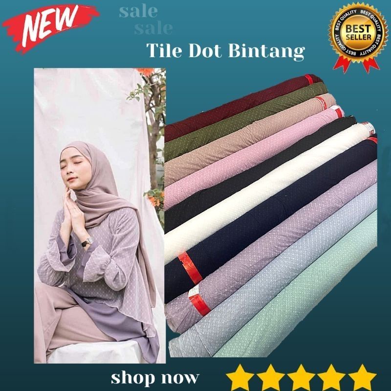 Promo 12.12 Sale Kain Tile Polkadot Dot Motif Bintang. Tulle Tille Polkadot Bintik. Burkat Brokat Te
