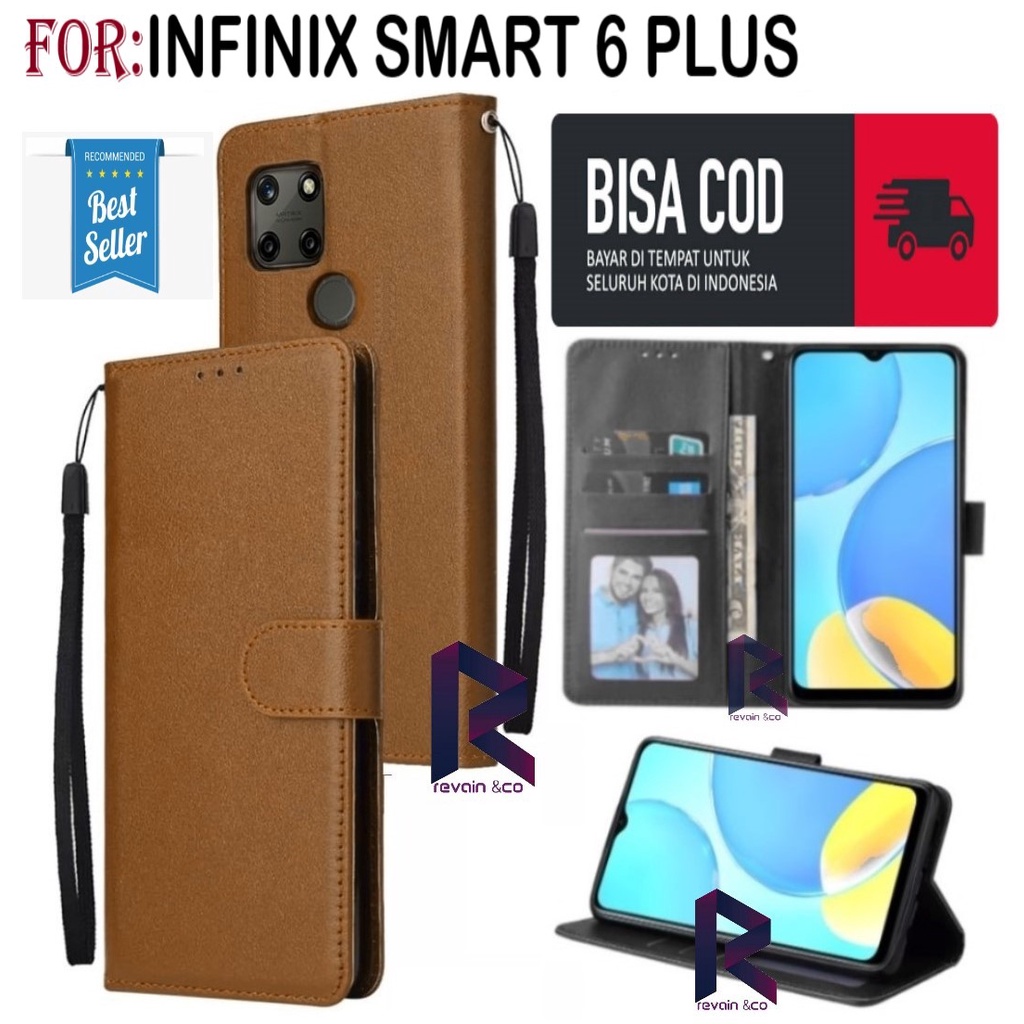 INFINIX SMART 6 PLUS FLIP WALLET LEATHER KULIT PREMIUM SARUNG BUKA TUTUP FLIP CASE INFINIX SMART 6 PLUS