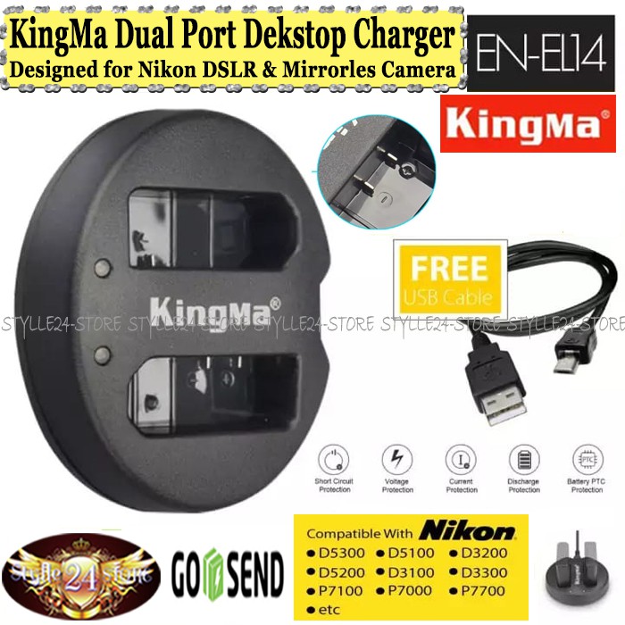 KingMa Charger EN-EL14 for Nikon D5200 D3200 D3100 D5100 D5300 D5500 etc
